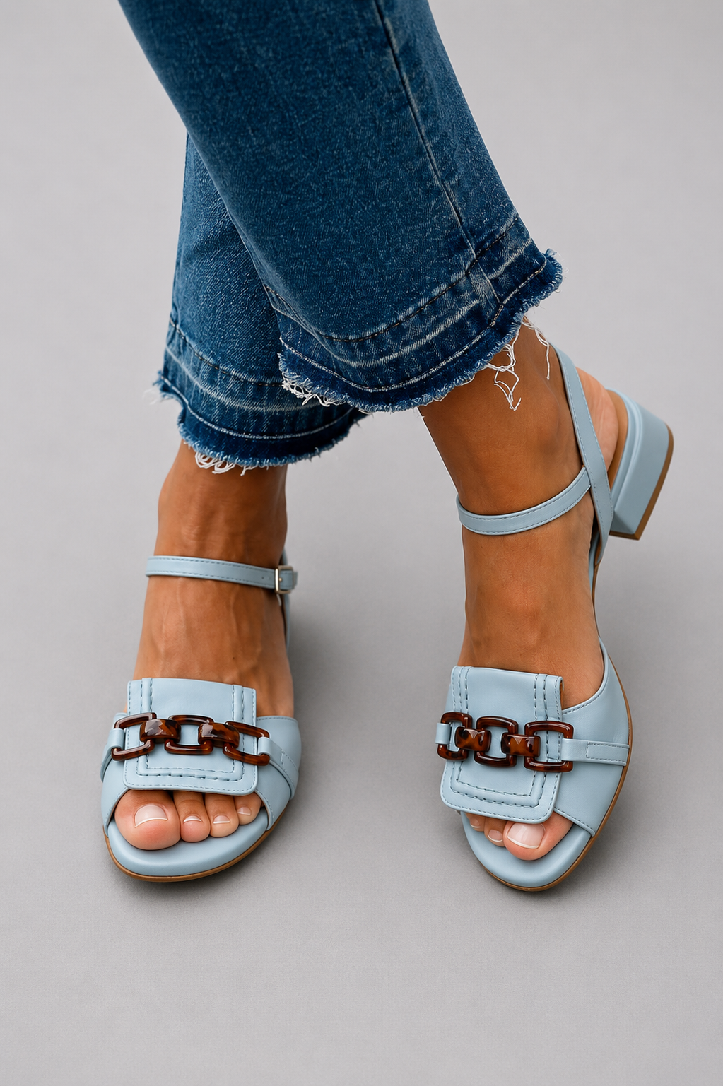 Celsa | Light Blue Heels with Stitching Detail