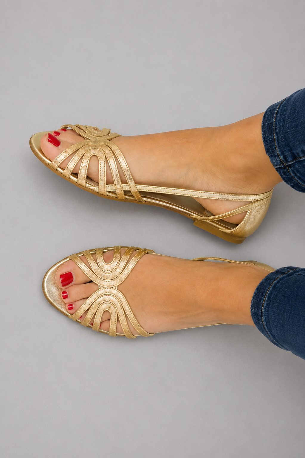 Genara | Open Toe Sandals with Metallic Shine