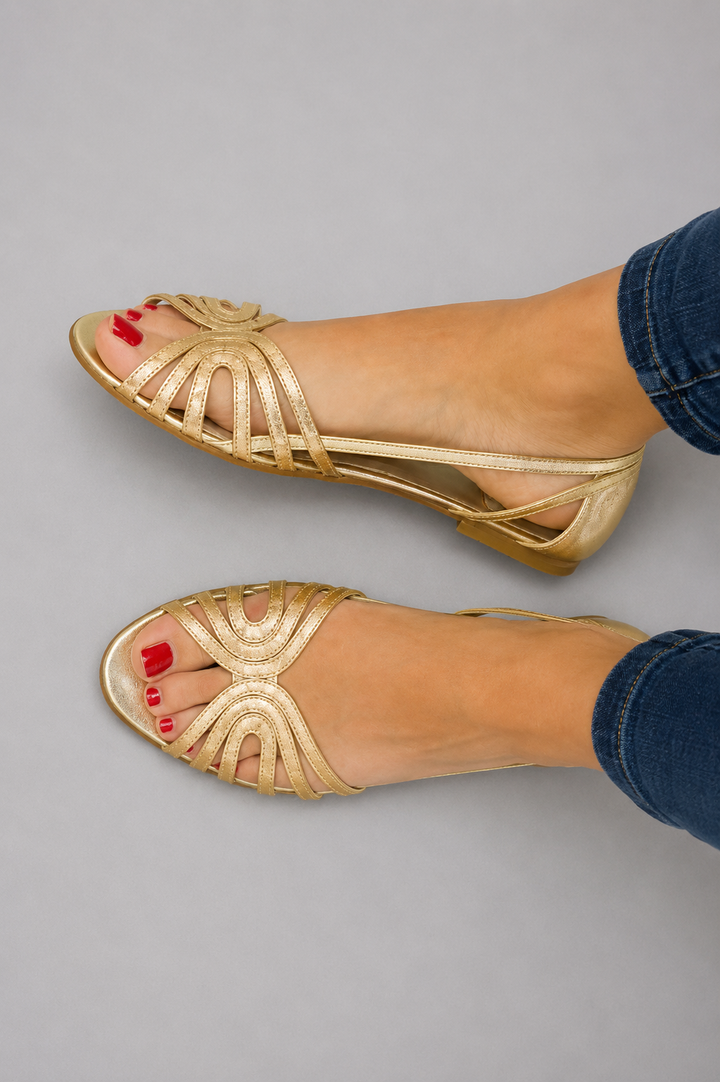 Genara | Open Toe Sandals with Metallic Shine