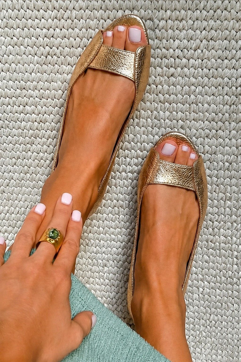 Balbina | Textured Metallic Ballet Flats for Summer