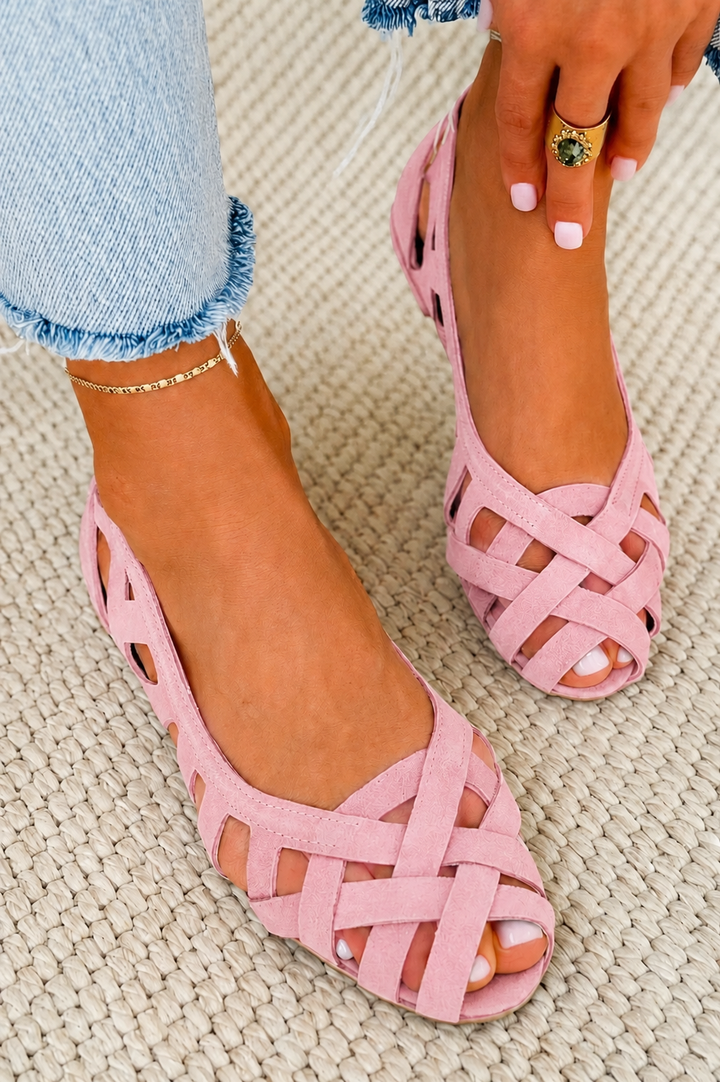 Deira | Flat Open-toe Sandals with Crisscrossed Fabric for Summer
