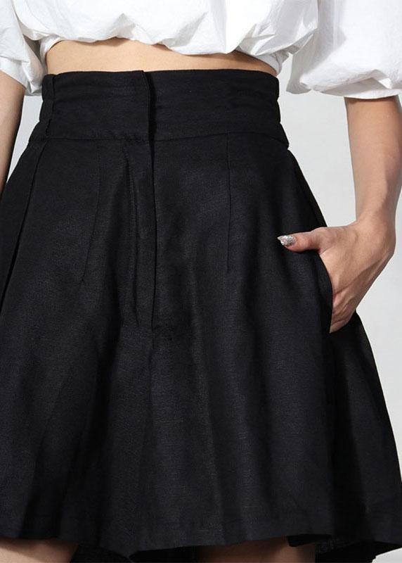 Brown High Waist Wide-Leg Linen Pants