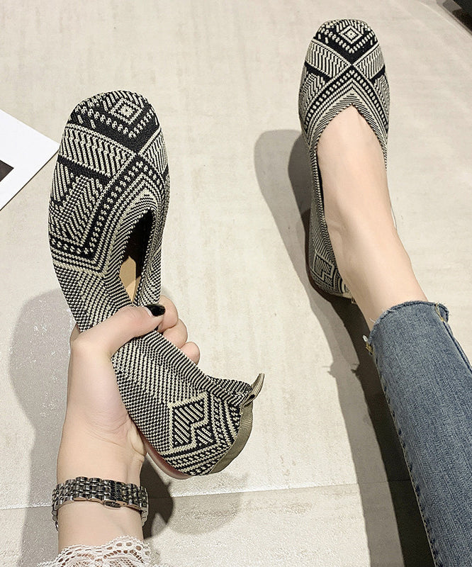 Red Knit Boutique Print Flat Shoes