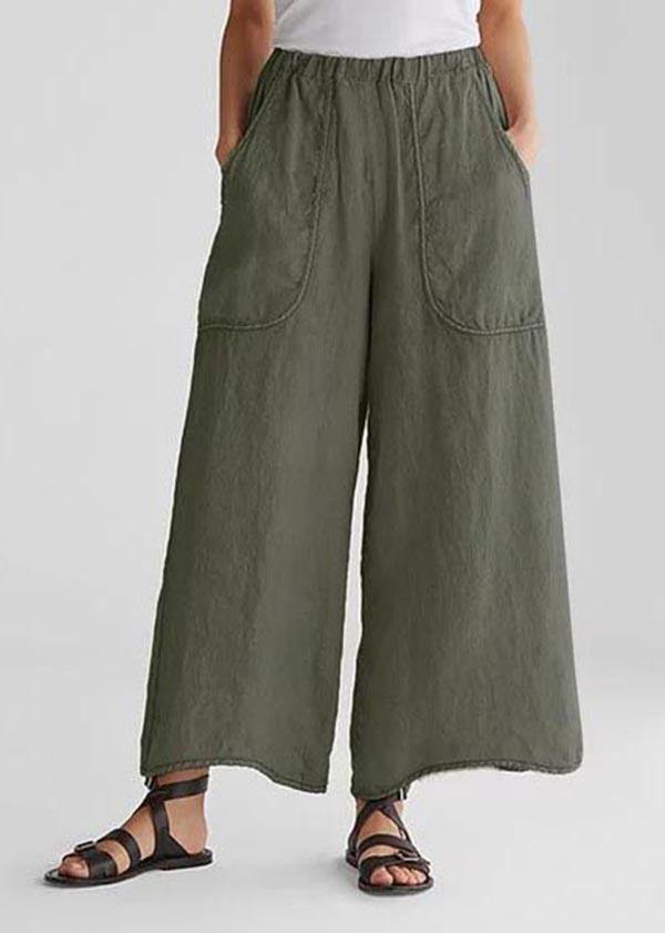 Casual Leisure Wide Leg Cotton Linen Pants