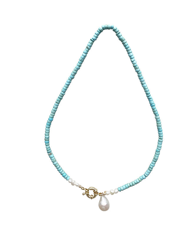 Green Turquoise Pearl Pendant Necklace