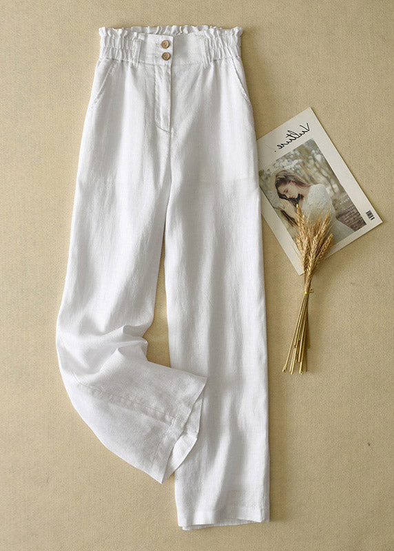 Grey High Waist Button Linen Pants