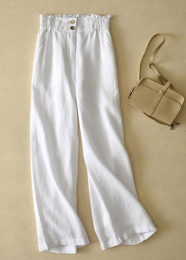 Grey High Waist Button Linen Pants