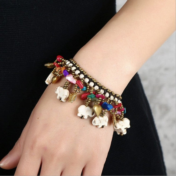 Red Copper Turquoise Elephant Bracelet