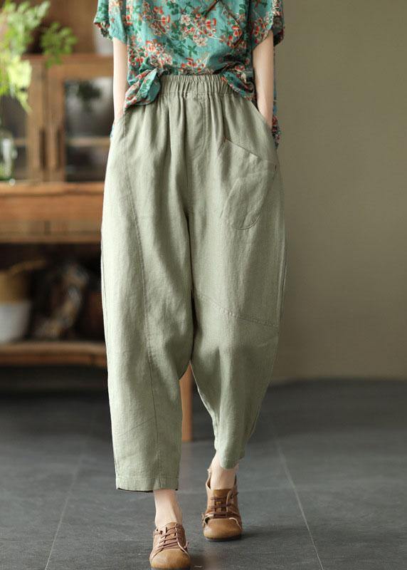 Pink Casual Patchwork Linen Pants
