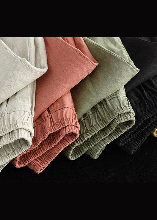 Pink Casual Patchwork Linen Pants