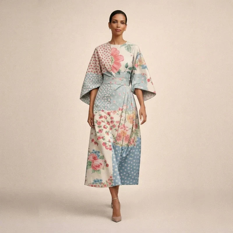 Clementine | Floral Midi with Sculpted Waist