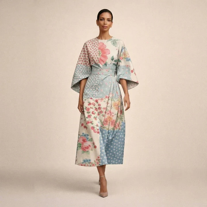 Clementine | Floral Midi with Sculpted Waist