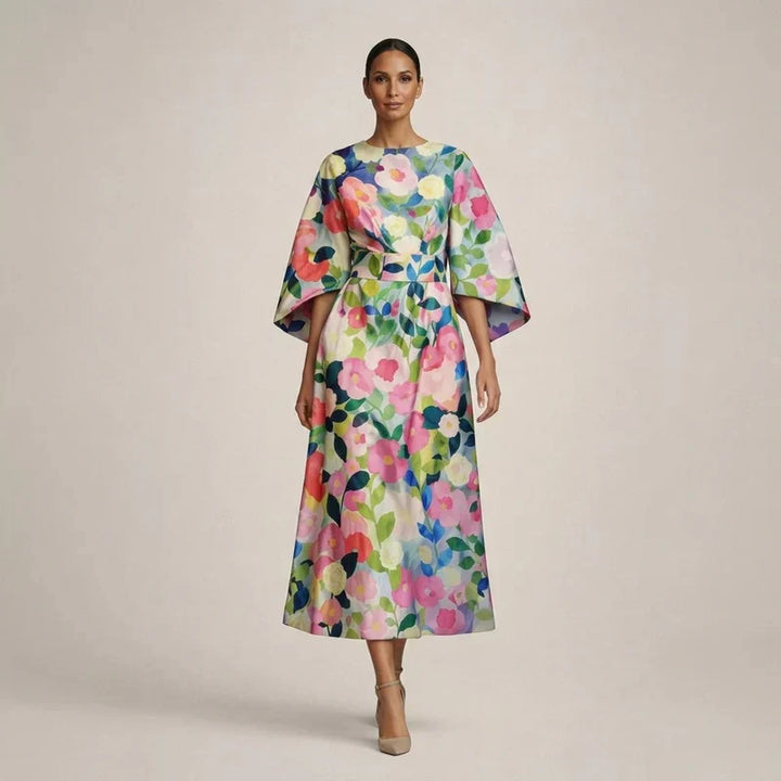 Clementine | Floral Midi with Sculpted Waist