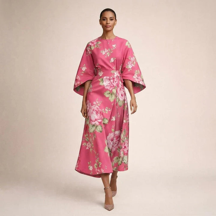 Clementine | Floral Midi with Sculpted Waist