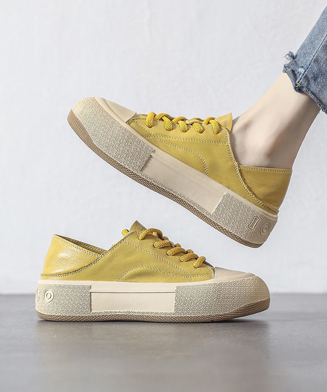 Green Cross Strap Platform Flat Shoes