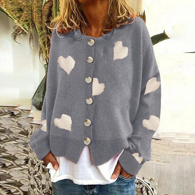 Freya | Heart Print Knit Cardigan