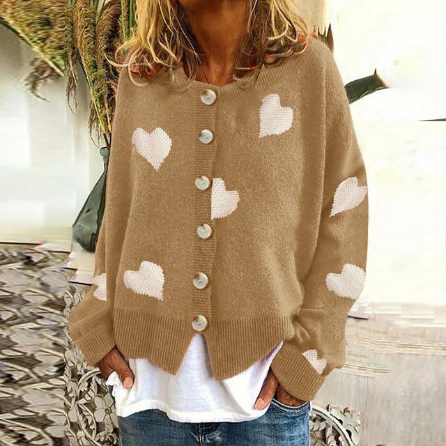 Freya | Heart Print Knit Cardigan