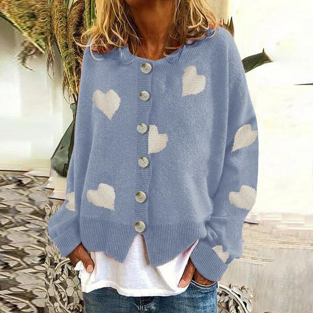 Freya | Heart Print Knit Cardigan