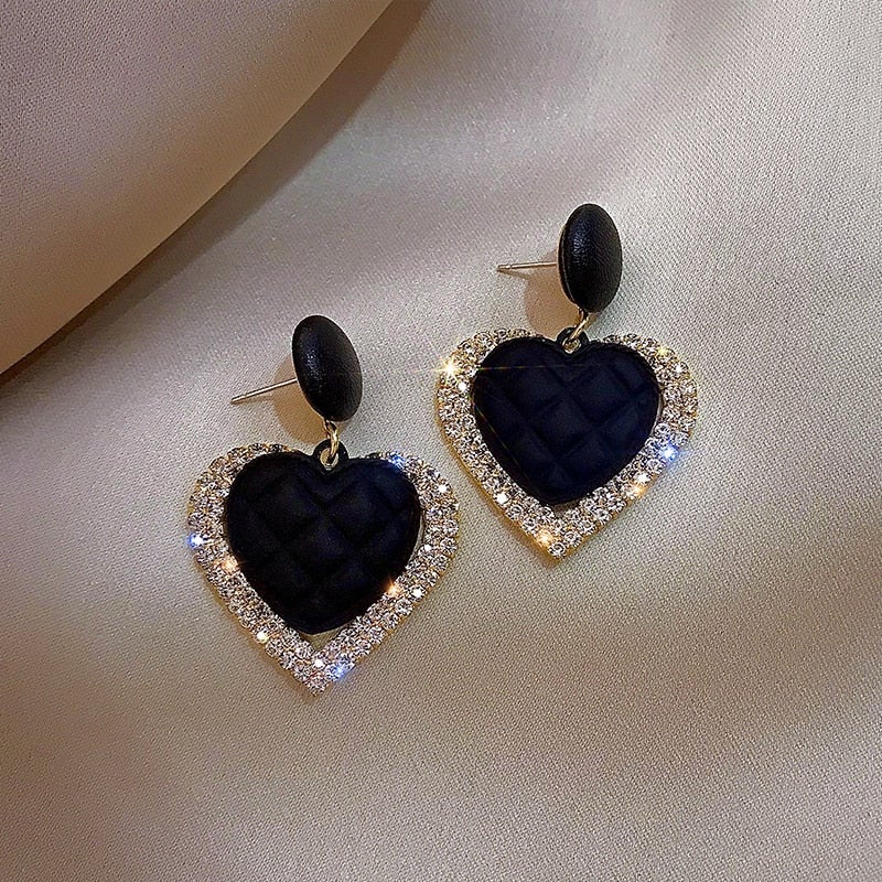 Audrey | Black Gold Heart Earrings