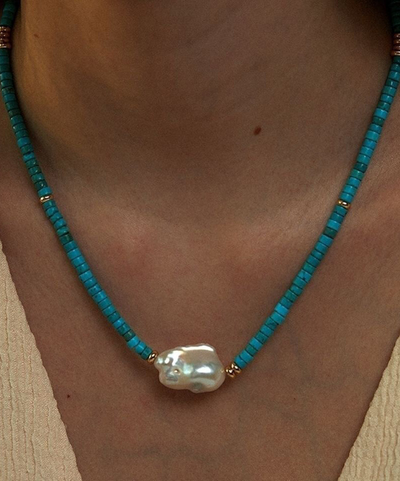 Natural Pearl Turquoise Necklace