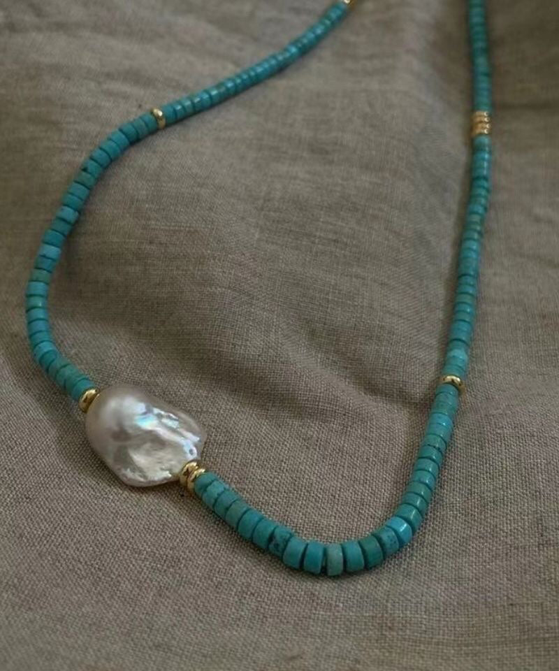 Natural Pearl Turquoise Necklace