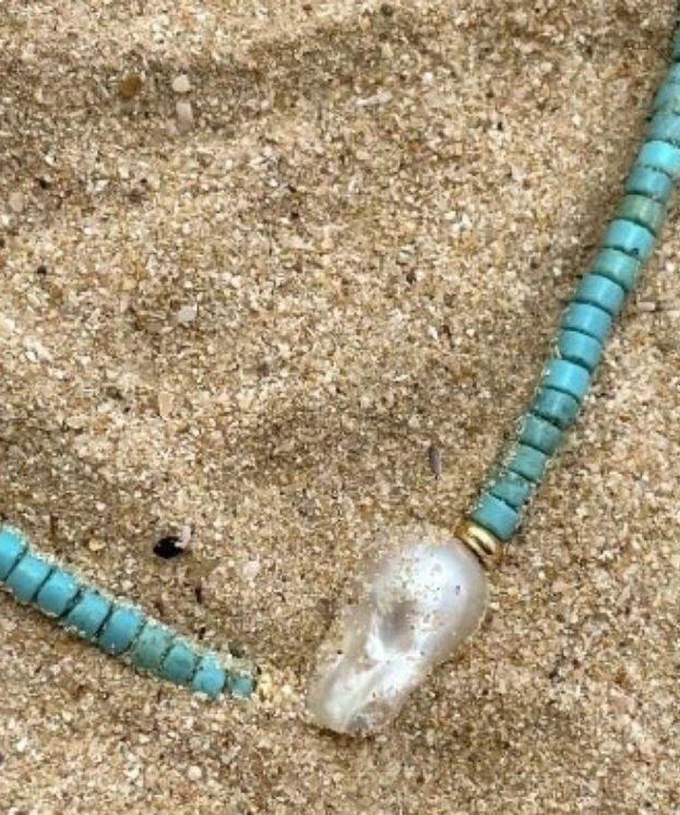 Natural Pearl Turquoise Necklace
