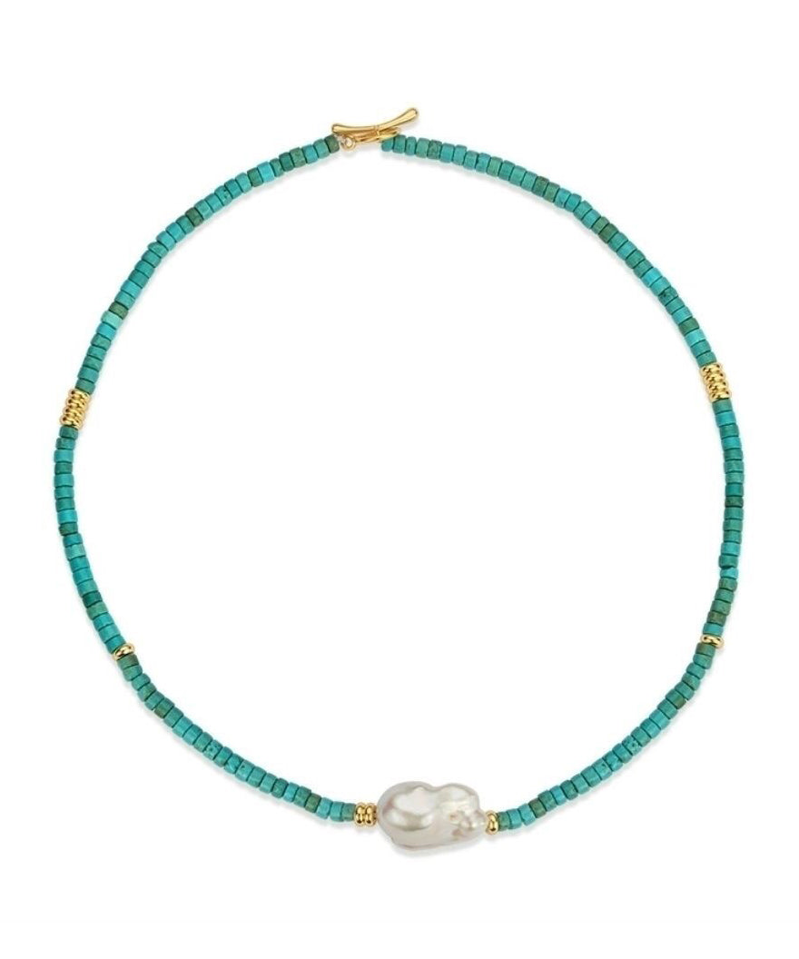 Natural Pearl Turquoise Necklace