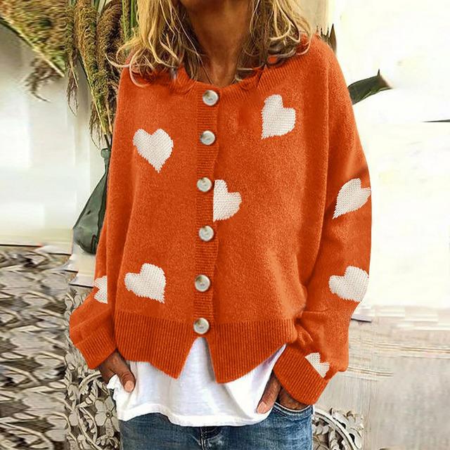 Freya | Heart Print Knit Cardigan