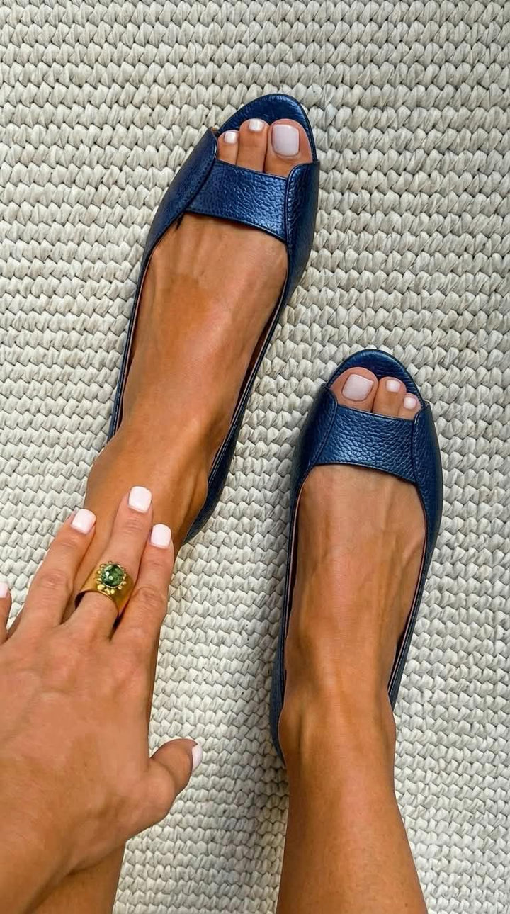 Balbina | Textured Metallic Ballet Flats for Summer
