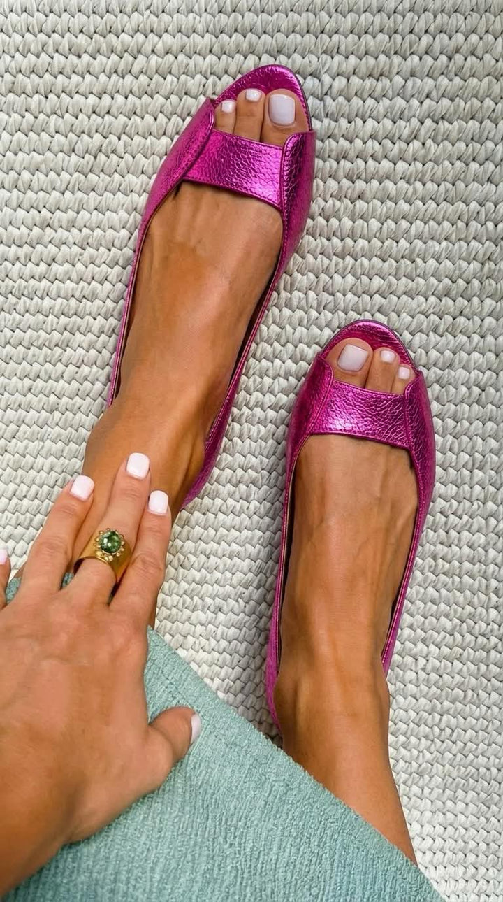 Balbina | Textured Metallic Ballet Flats for Summer