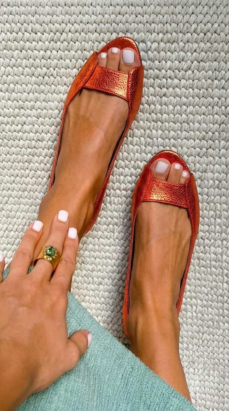 Balbina | Textured Metallic Ballet Flats for Summer