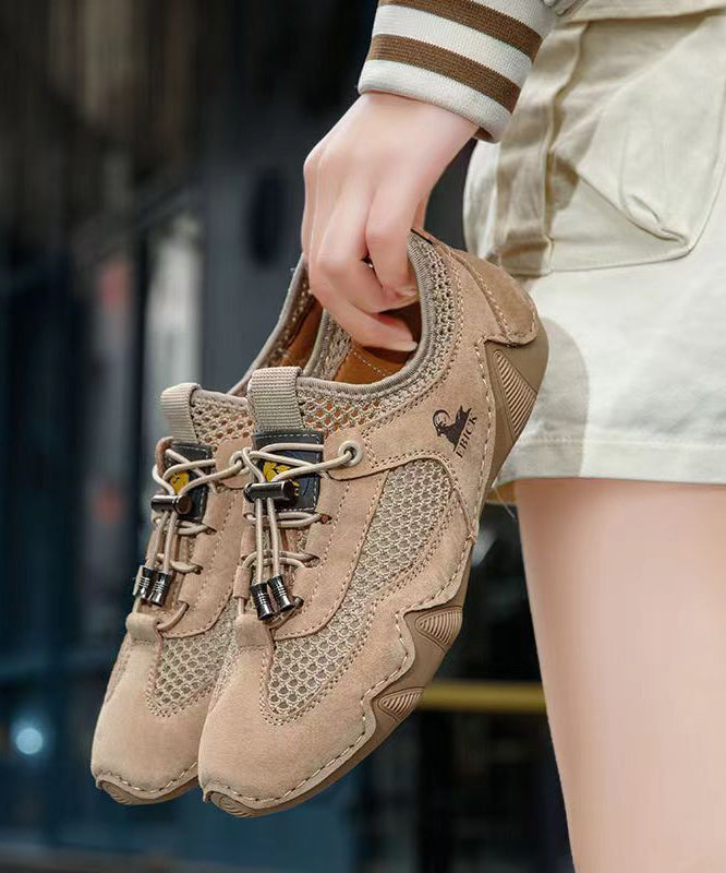 Khaki Mesh Sport Flat Shoes