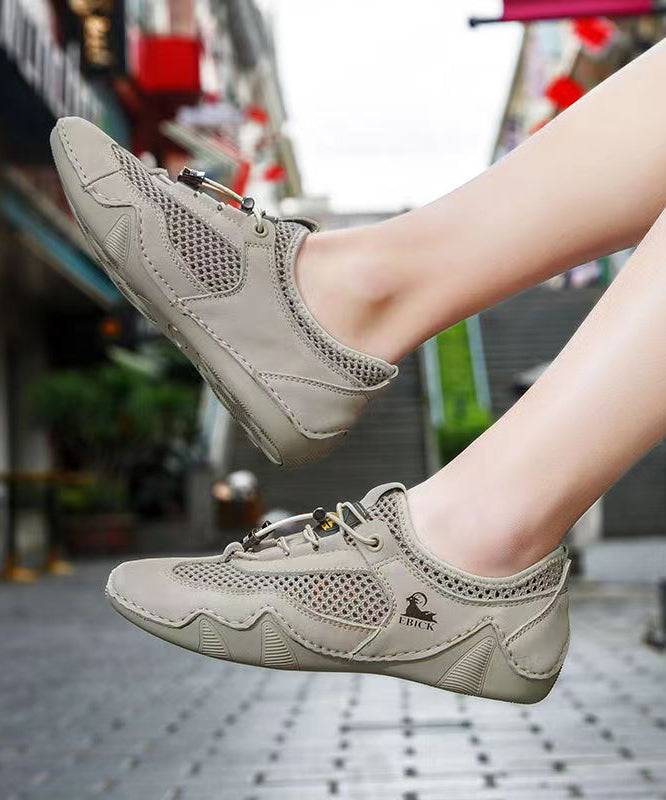 Khaki Mesh Sport Flat Shoes