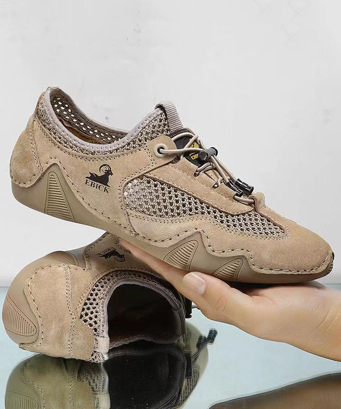 Khaki Mesh Sport Flat Shoes