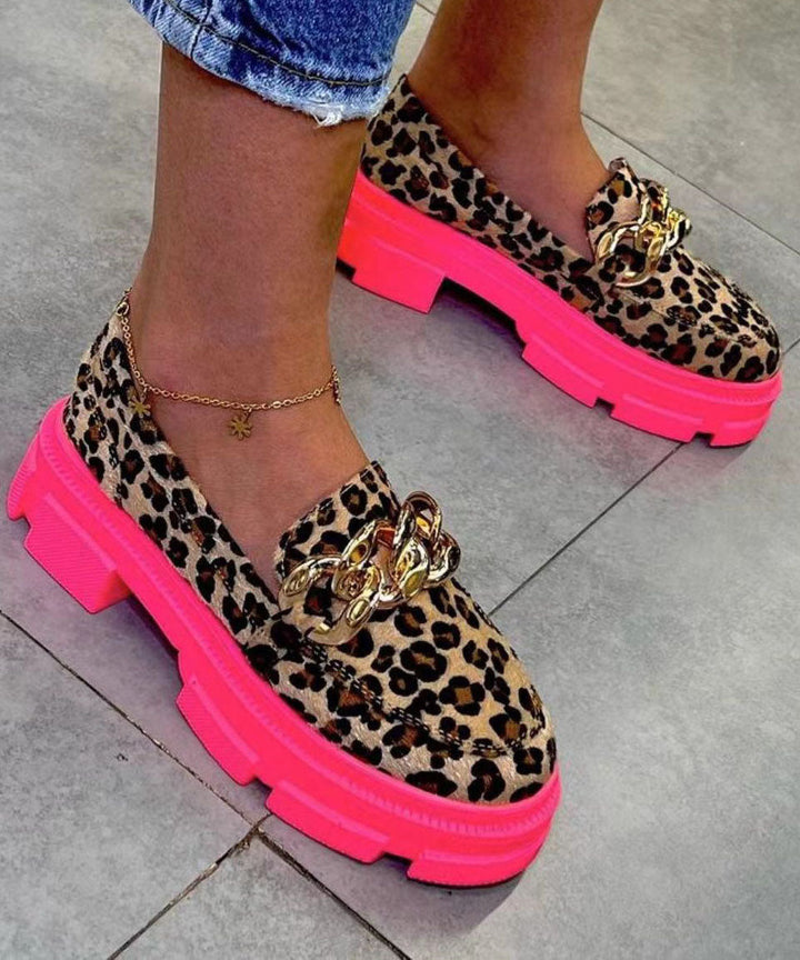 Leopard Sequin Platform Cotton Flats