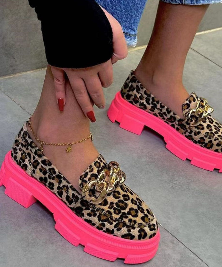 Leopard Sequin Platform Cotton Flats