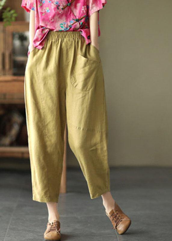 Light Green Pocket Linen Summer Pants