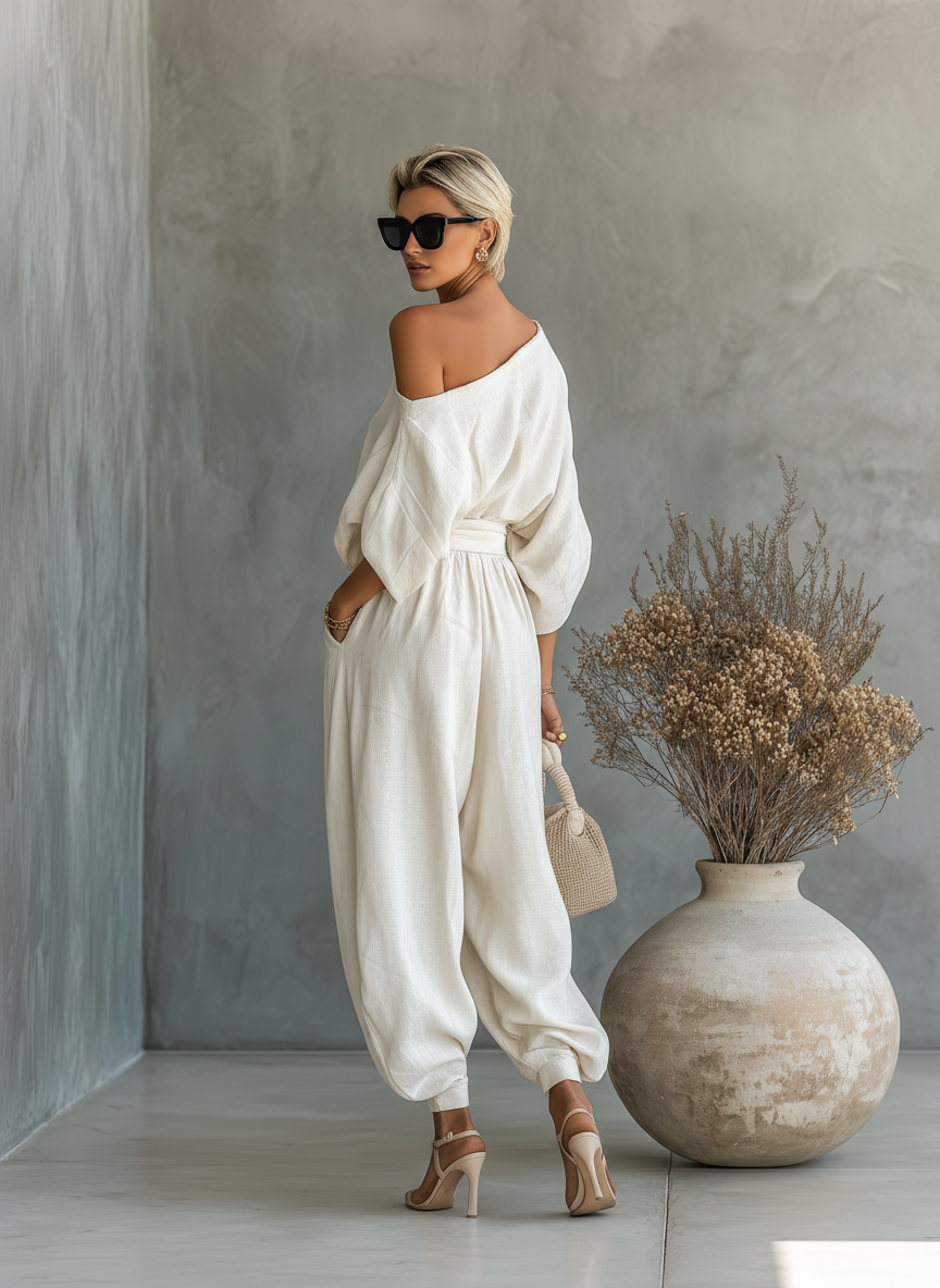 Lisa Off-Shoulder Pants Set