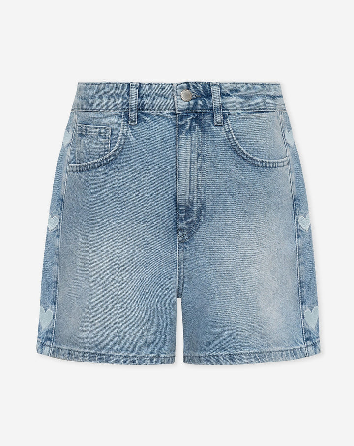 Heart | Blue Denim Mom Short