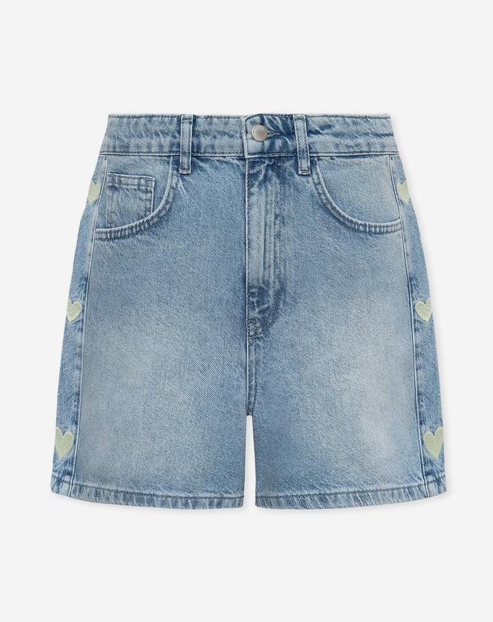 Heart | Pistachio Denim Mom Short