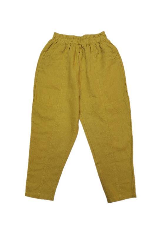 Yellow Cotton Linen Pocket Pants