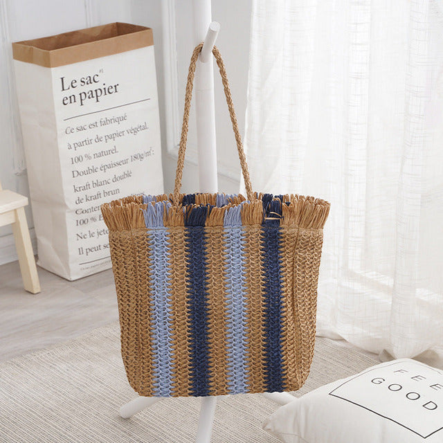 Pippa | Patchwork Straw Bag