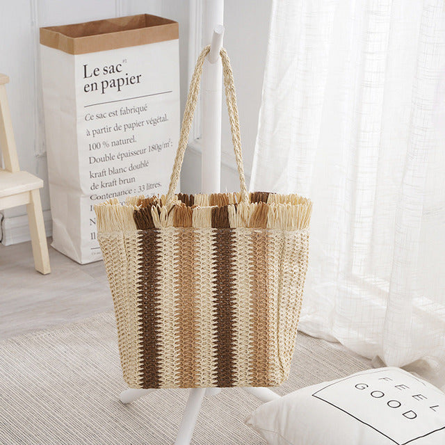 Pippa | Patchwork Straw Bag
