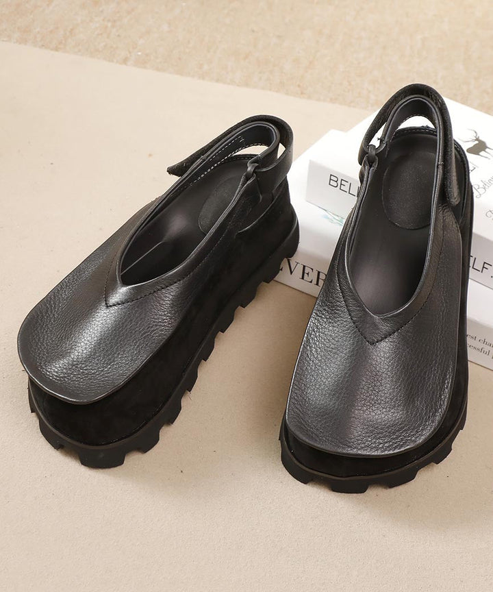 Brown Handmade Platform Flat Shoes