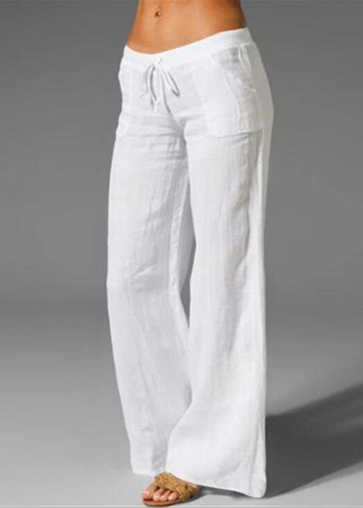 White Wide-Leg Linen Pants