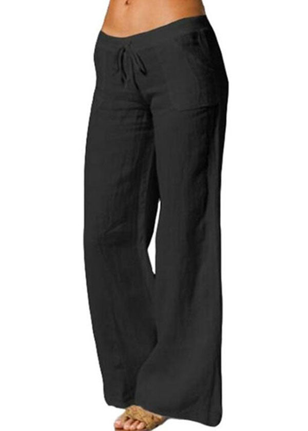 White Wide-Leg Linen Pants