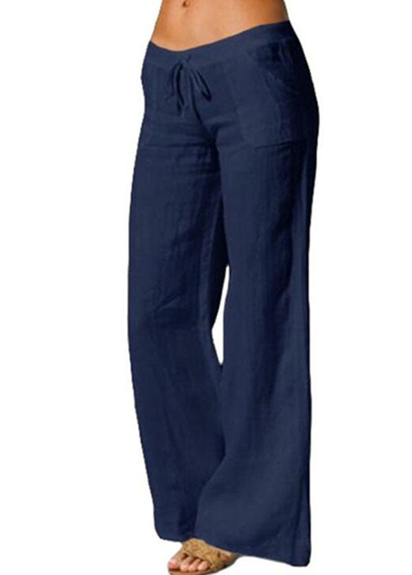 White Wide-Leg Linen Pants