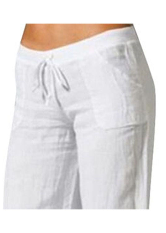White Wide-Leg Linen Pants