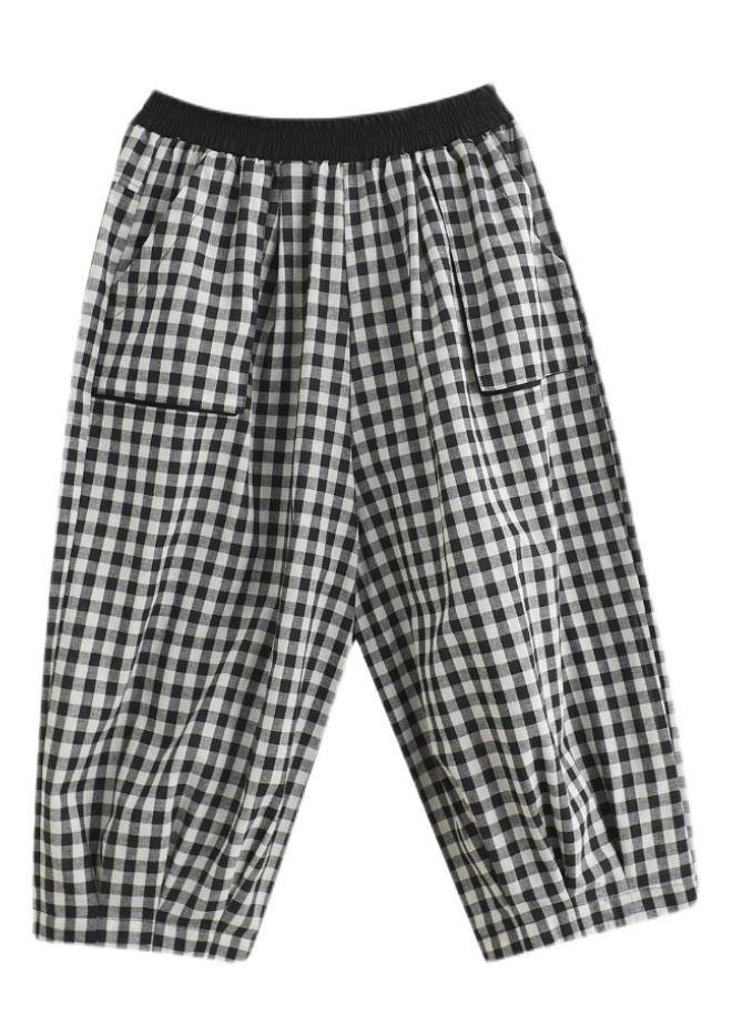 Plus Size Plaid Linen Harem Pants