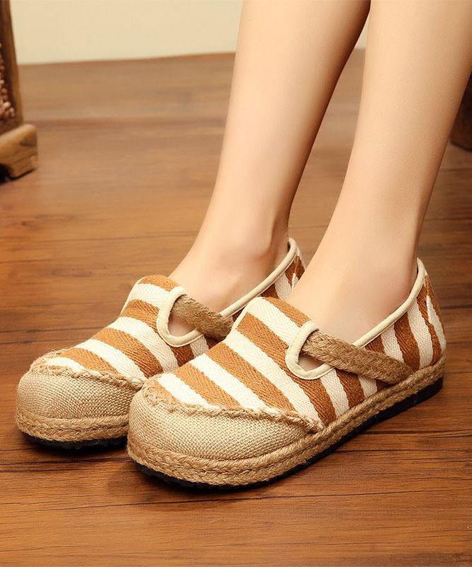 Red Striped Patchwork Flat Shoes